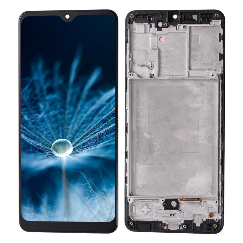 Screen Replacement Compatible with Samsung Galaxy A31 with Frame (Black)