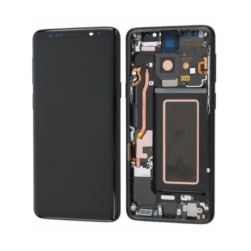 Screen Replacement Compatible with Samsung Galaxy S9 with Frame (Black) (OLED)